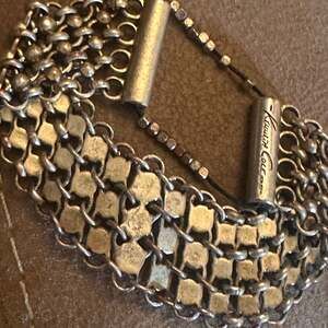 Kenneth Cole New York Chainmail Link Beaded Distressed Silver Tone Link Bracelet